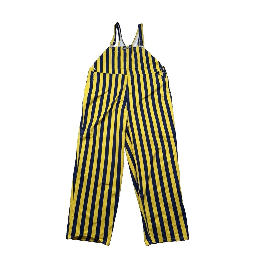 Game Bibs Overalls Mens 3XL Blue Yellow Vertically Striped Michigan Unisex